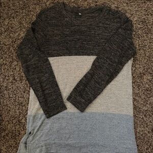 Gray and Light Blue Colorblock Sweater